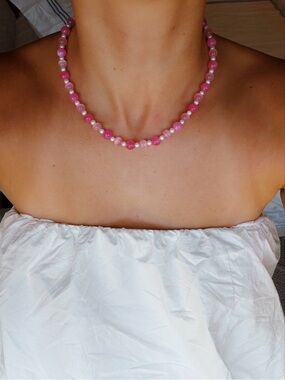 Pink & Light Pink Glass Beaded Necklace!